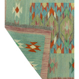 Hand-Woven Sangat Kilim Lilah Blue/Lt. Green Runner - 2'9" x 9'6"