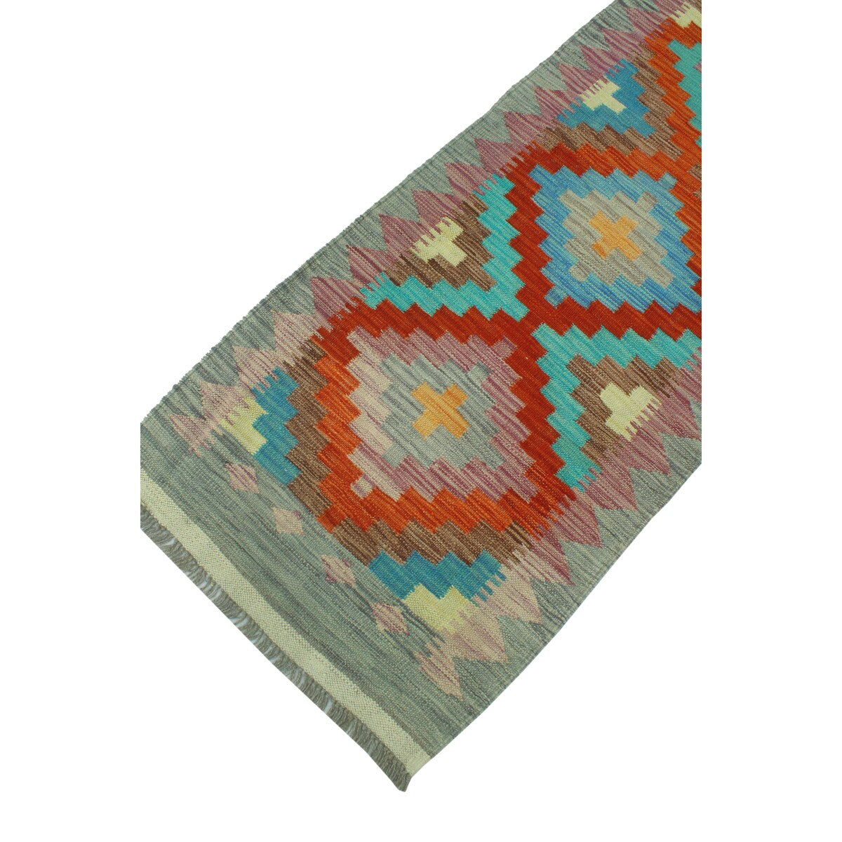 Noori Rug Sangat Kilim Margarit Red/Blue Runner - 2'1" x 6'4"