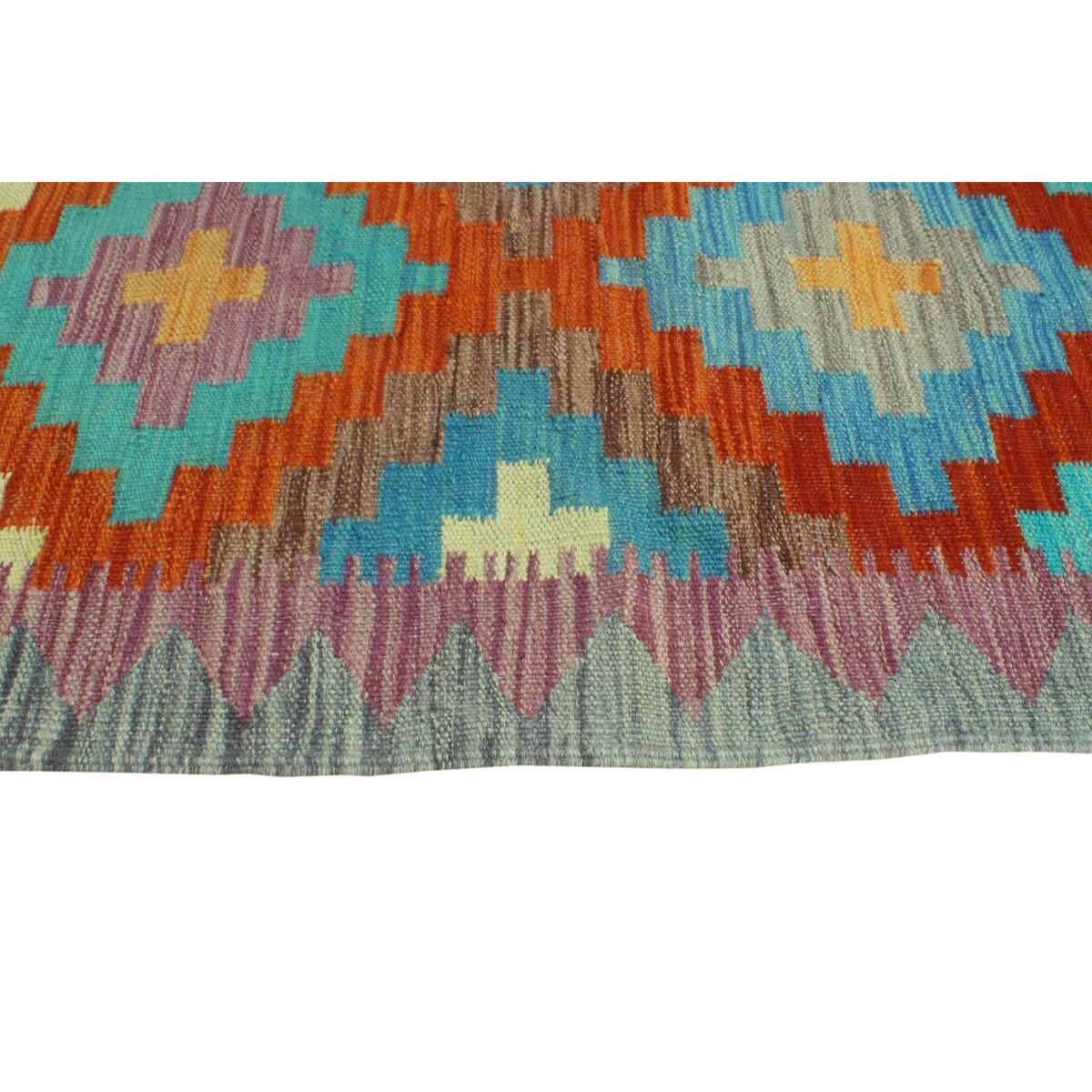 Noori Rug Sangat Kilim Margarit Red/Blue Runner - 2'1" x 6'4"