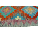 Noori Rug Sangat Kilim Margarit Red/Blue Runner - 2'1" x 6'4"