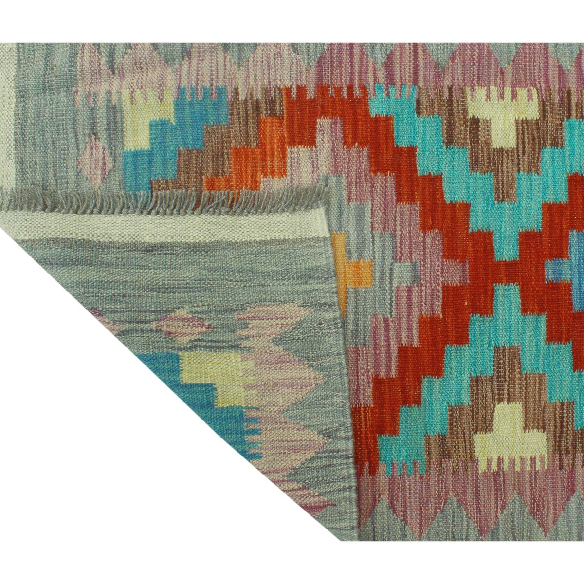 Noori Rug Sangat Kilim Margarit Red/Blue Runner - 2'1" x 6'4"