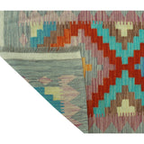Noori Rug Sangat Kilim Margarit Red/Blue Runner - 2'1" x 6'4"