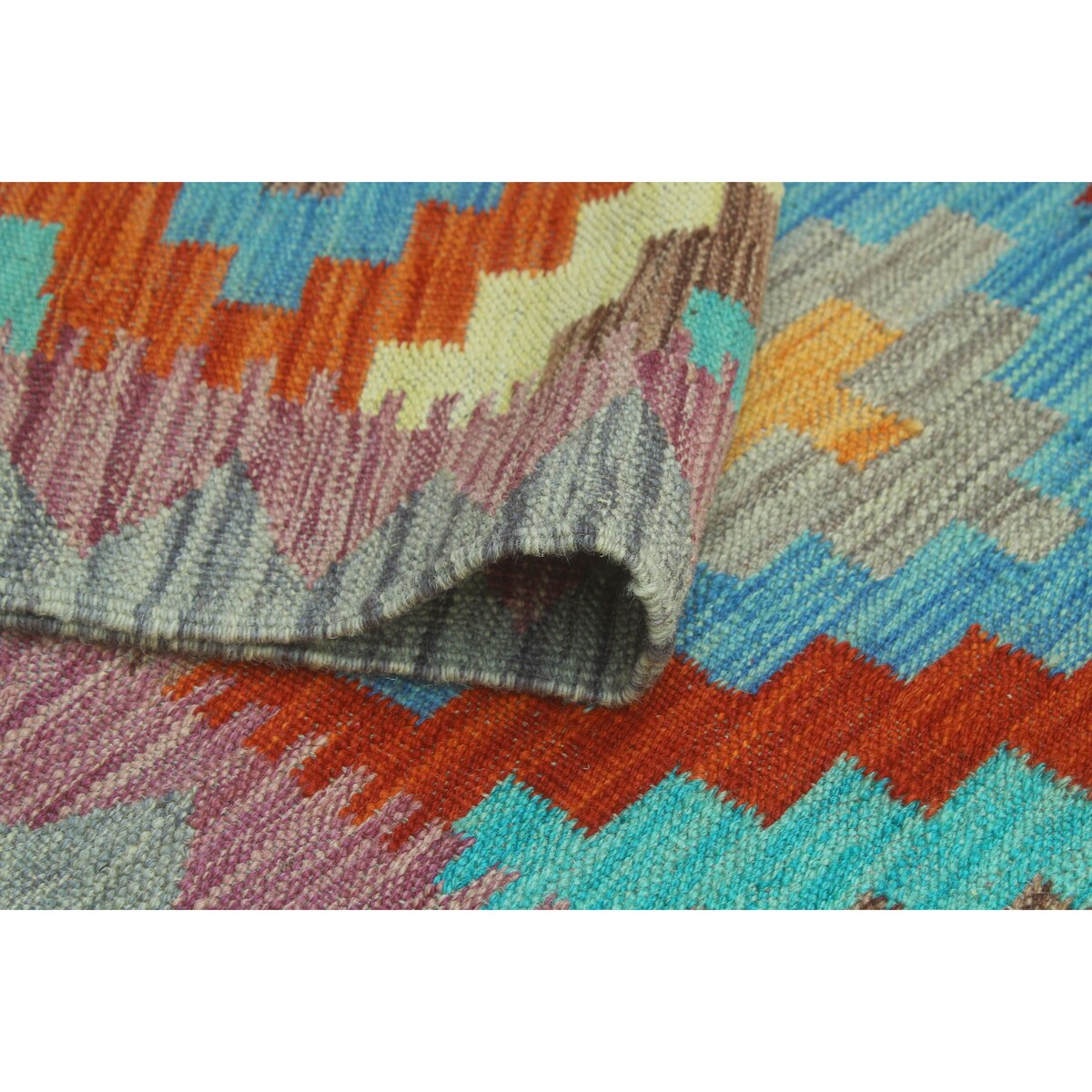 Noori Rug Sangat Kilim Margarit Red/Blue Runner - 2'1" x 6'4"