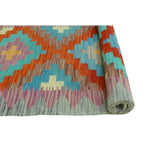 Noori Rug Sangat Kilim Margarit Red/Blue Runner - 2'1" x 6'4"