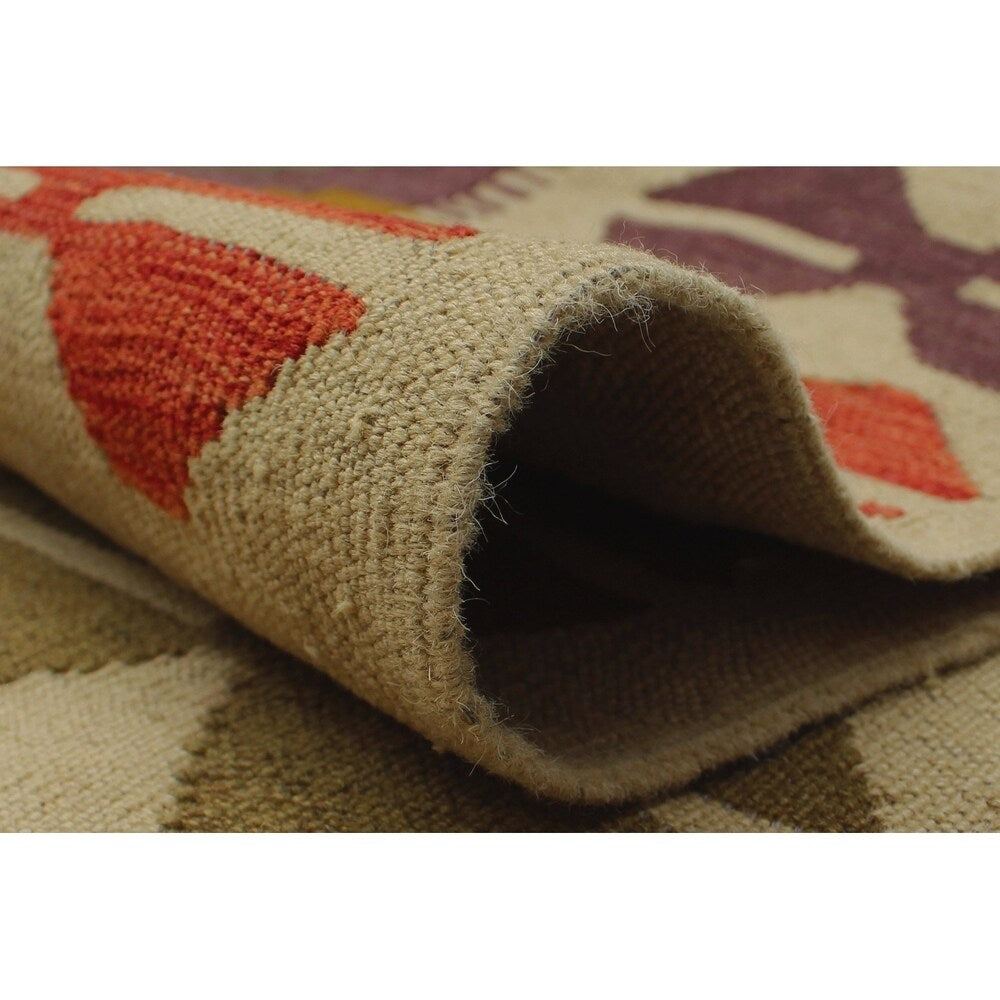 Hand-Woven Sangat Kilim Maryjo Rust/Ivory Rug - 6'8" x 9'10"