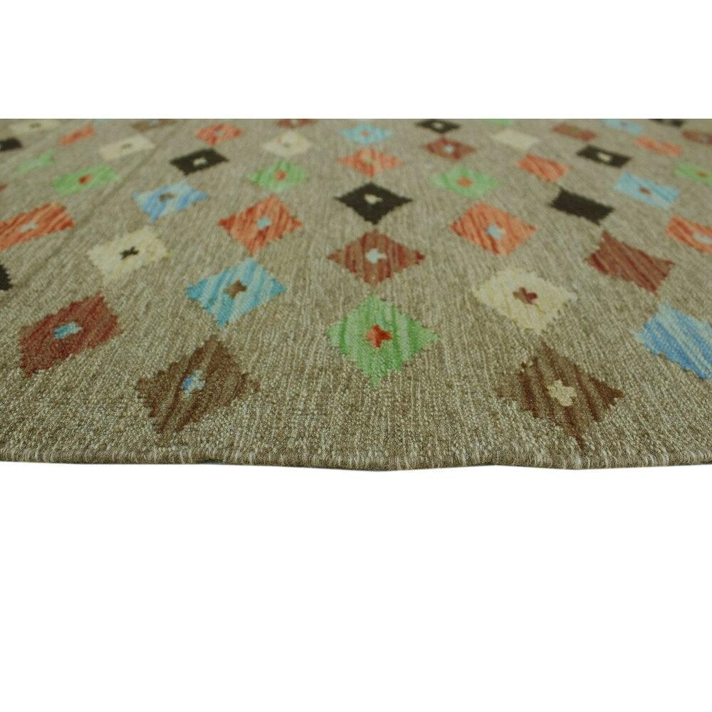 Noori Rug Sangat Kilim Mutalee Brown/Blue Runner - 2'10" x 6'5"