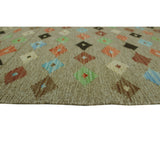 Noori Rug Sangat Kilim Mutalee Brown/Blue Runner - 2'10" x 6'5"