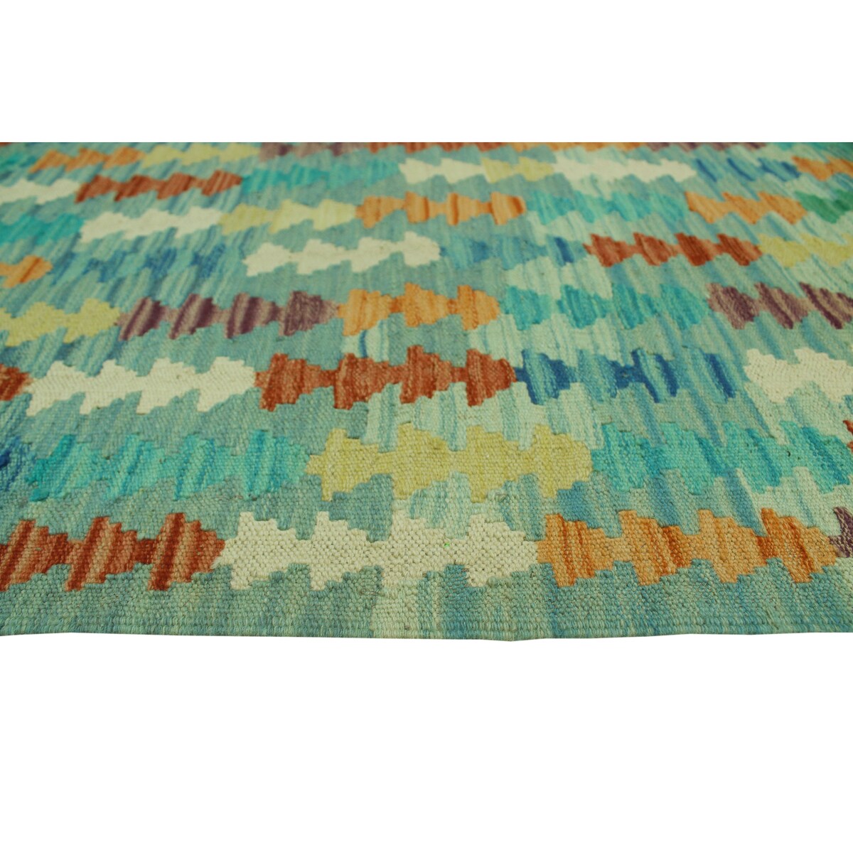 Noori Rug Sangat Kilim Omer Blue/Orange Rug - 4'10" x 6'3"