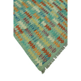Noori Rug Sangat Kilim Omer Blue/Orange Rug - 4'10" x 6'3"