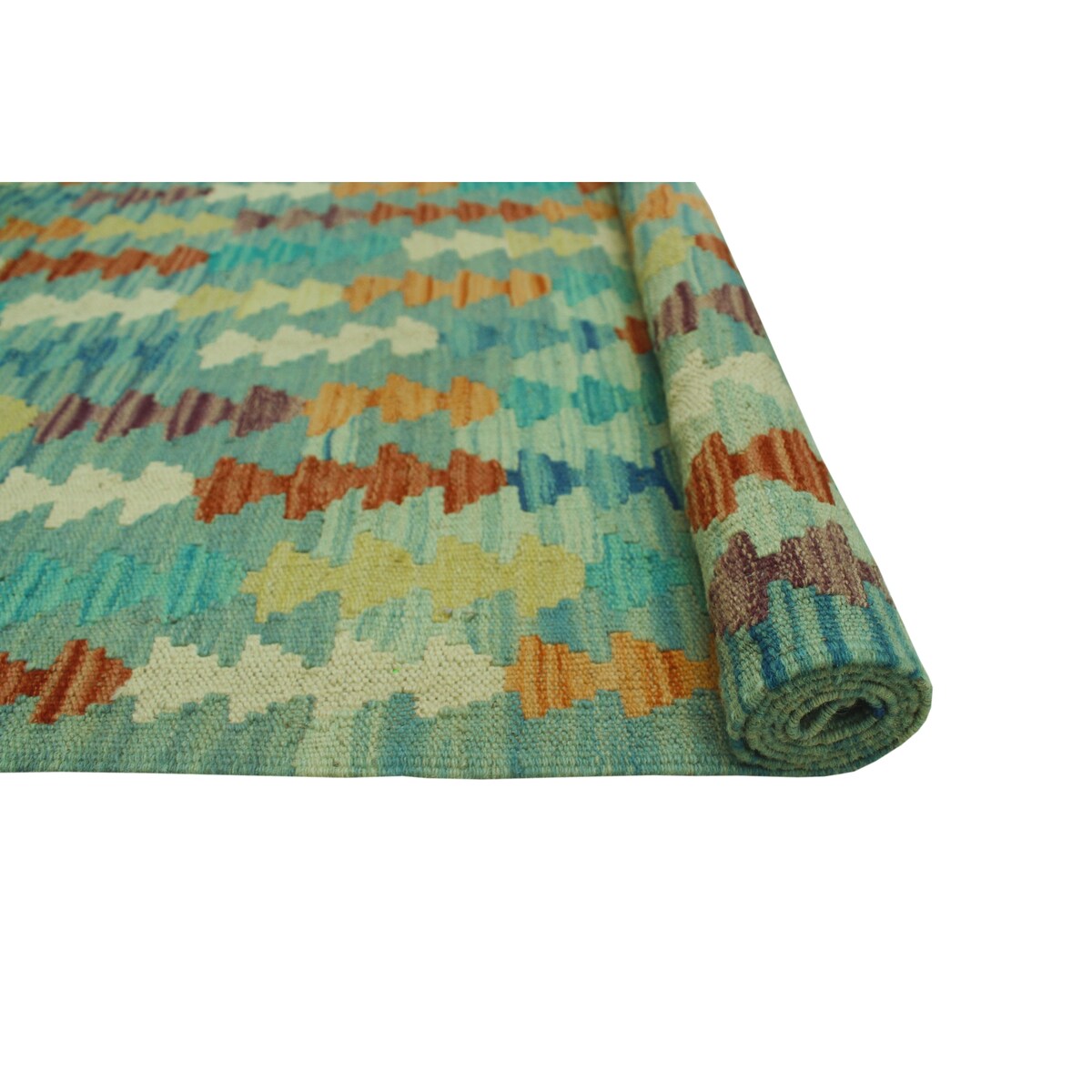 Noori Rug Sangat Kilim Omer Blue/Orange Rug - 4'10" x 6'3"