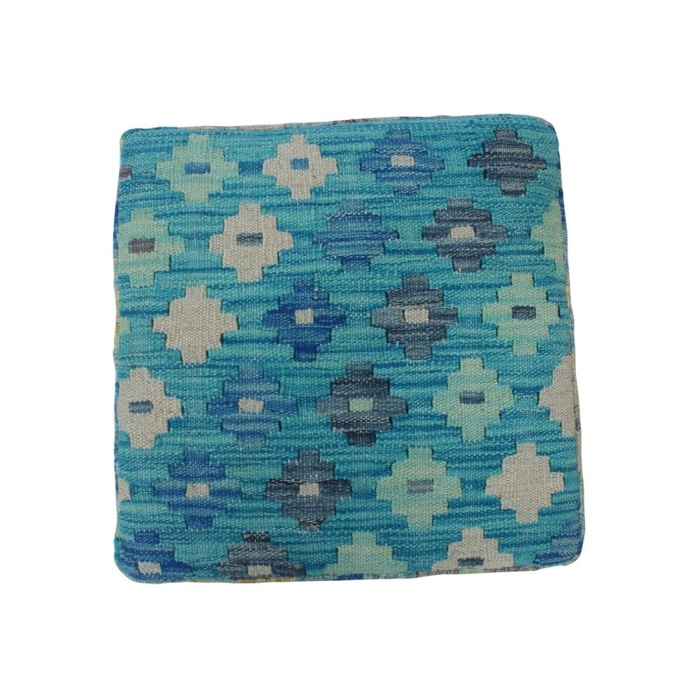 Noori Rug Sangat Ottoman Hoda, Blue (16"x16"x20")