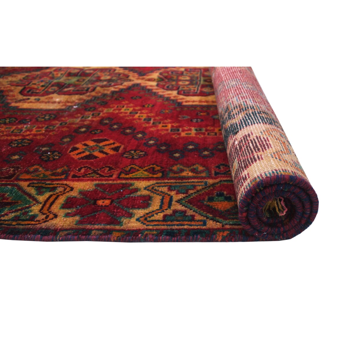 Noori Rug Vintage Beall Red/Black Rug - 4'3" x 6'3"