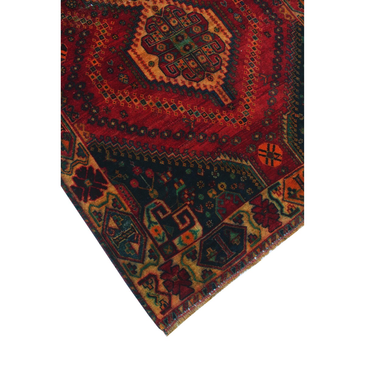 Noori Rug Vintage Beall Red/Black Rug - 4'3" x 6'3"