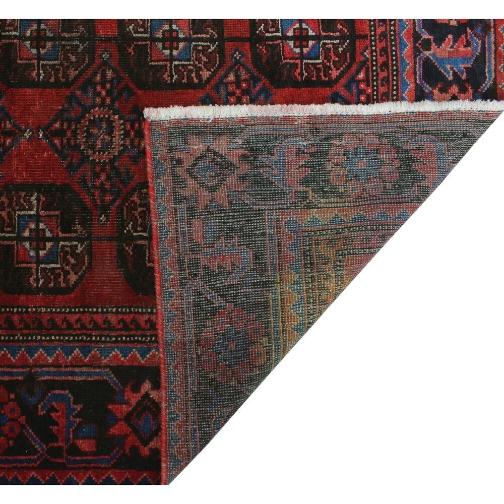 Noori Rug Vintage Blanca Red/Black Runner - 3'5" x 10'6"