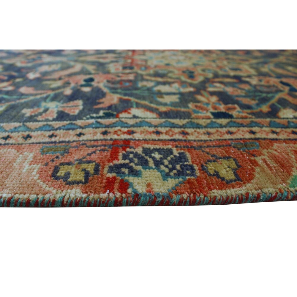 Noori Rug Vintage Distressed Jory Blue/Orange Runner - 3'2" x 9'6"