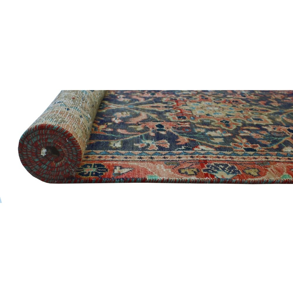 Noori Rug Vintage Distressed Jory Blue/Orange Runner - 3'2" x 9'6"