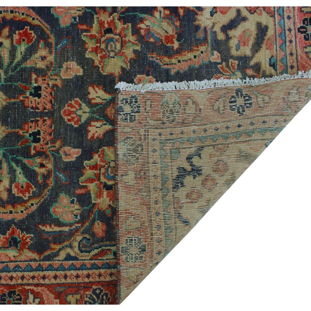 Noori Rug Vintage Distressed Jory Blue/Orange Runner - 3'2" x 9'6"