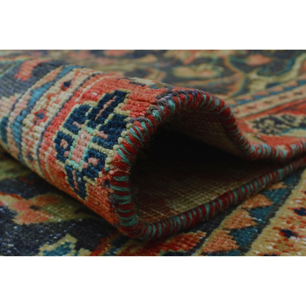 Noori Rug Vintage Distressed Jory Blue/Orange Runner - 3'2" x 9'6"