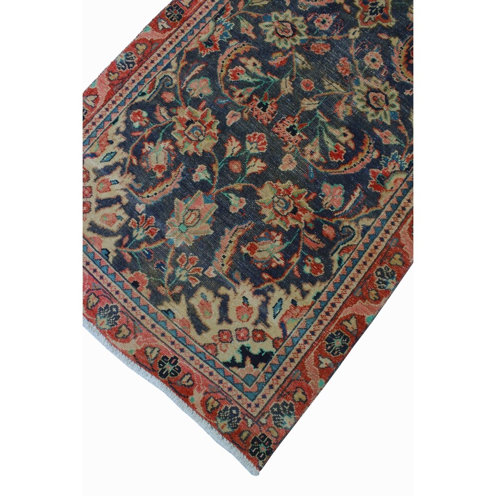 Noori Rug Vintage Distressed Jory Blue/Orange Runner - 3'2" x 9'6"