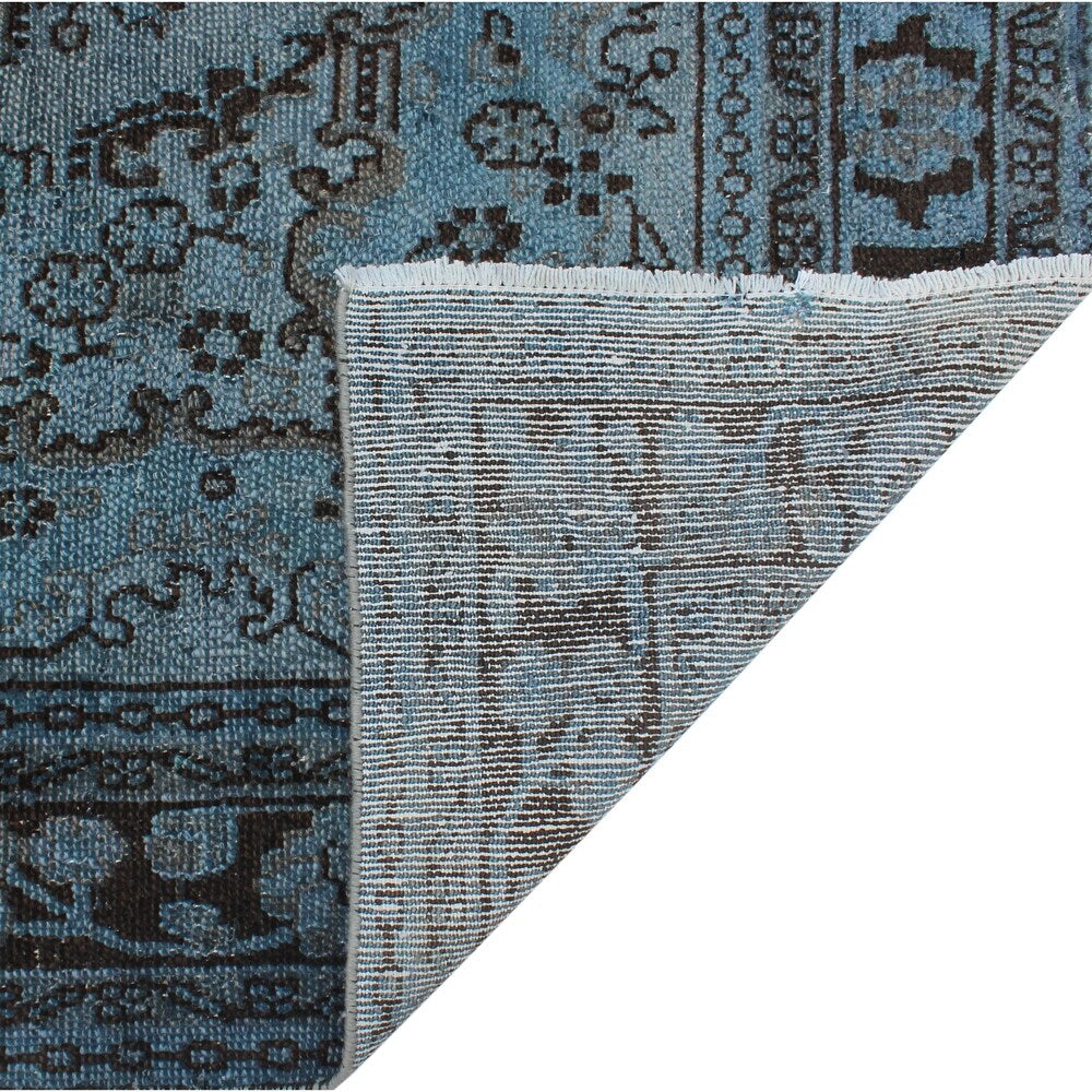 Noori Rug Vintage Distressed Overdyed Awad Blue/Brown Rug - 6'8" x 9'5"
