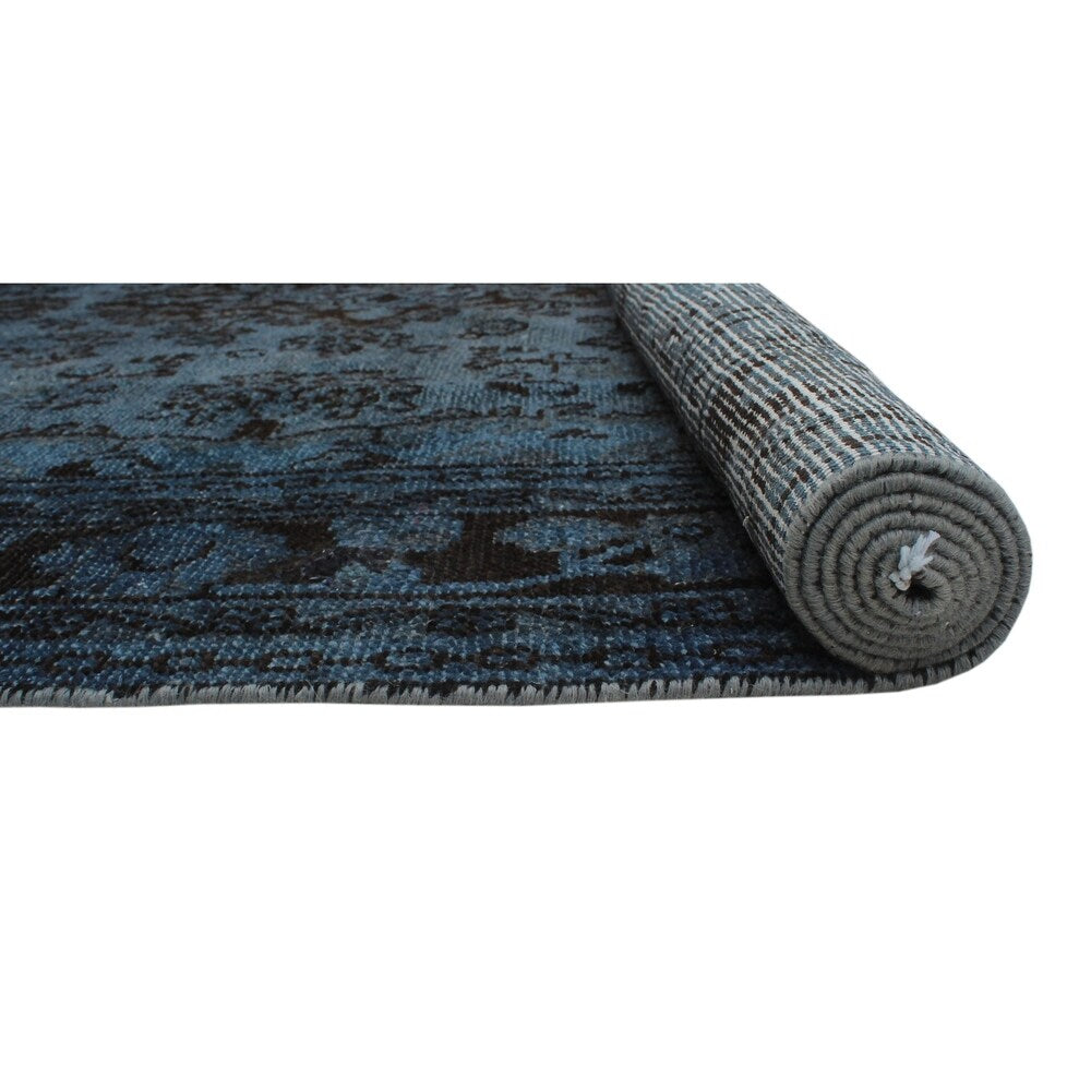 Noori Rug Vintage Distressed Overdyed Awad Blue/Brown Rug - 6'8" x 9'5"