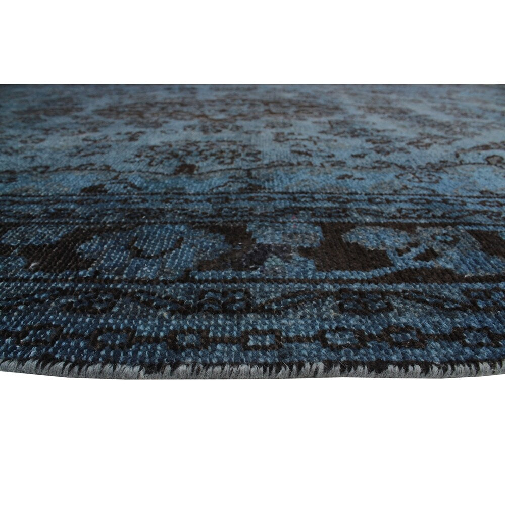 Noori Rug Vintage Distressed Overdyed Awad Blue/Brown Rug - 6'8" x 9'5"