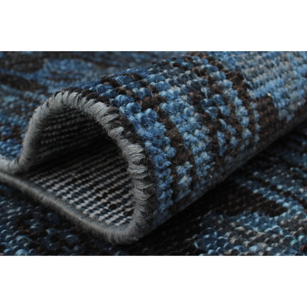 Noori Rug Vintage Distressed Overdyed Awad Blue/Brown Rug - 6'8" x 9'5"