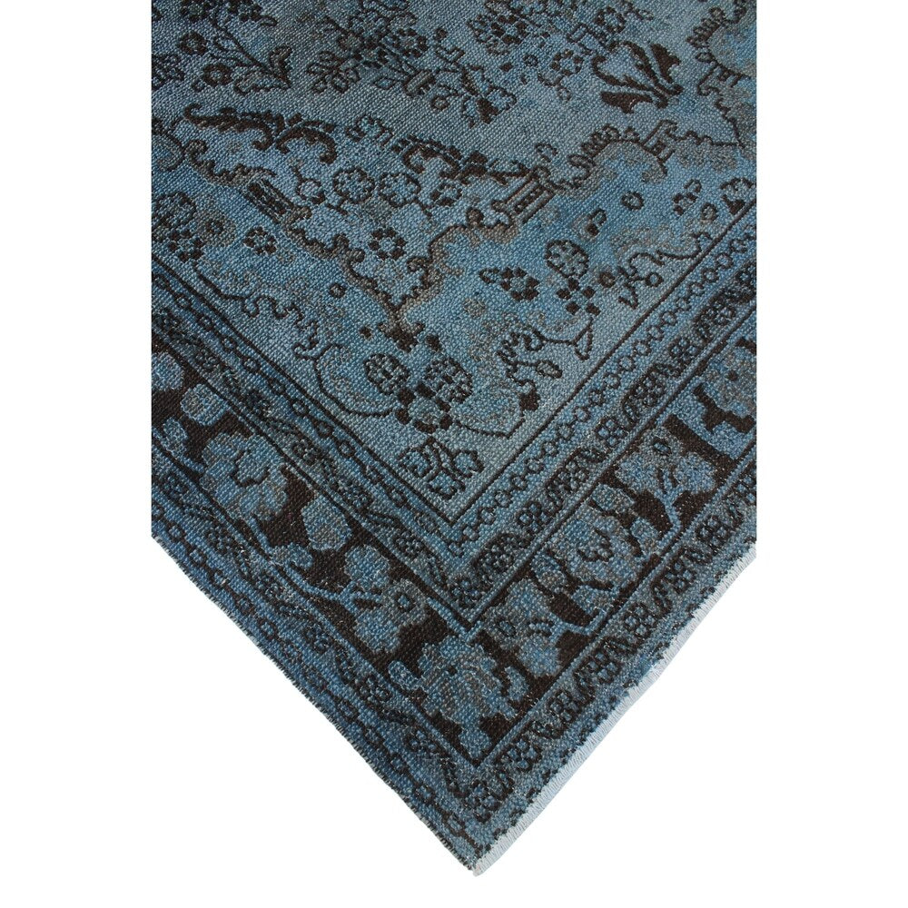 Noori Rug Vintage Distressed Overdyed Awad Blue/Brown Rug - 6'8" x 9'5"