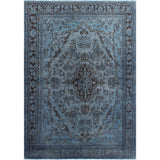 Noori Rug Vintage Distressed Overdyed Awad Blue/Brown Rug - 6'8" x 9'5"