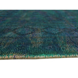 Noori Rug Vintage Distressed Overdyed Dilobar Green/Purple Rug - 6'7" x 9'2"