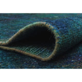 Noori Rug Vintage Distressed Overdyed Dilobar Green/Purple Rug - 6'7" x 9'2"