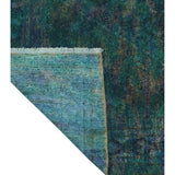 Noori Rug Vintage Distressed Overdyed Dilobar Green/Purple Rug - 6'7" x 9'2"