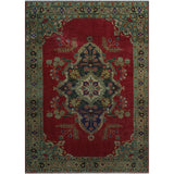 Noori Rug Vintage Distressed Tyrone Red/Lt. Green Rug - 3'4" x 4'7"