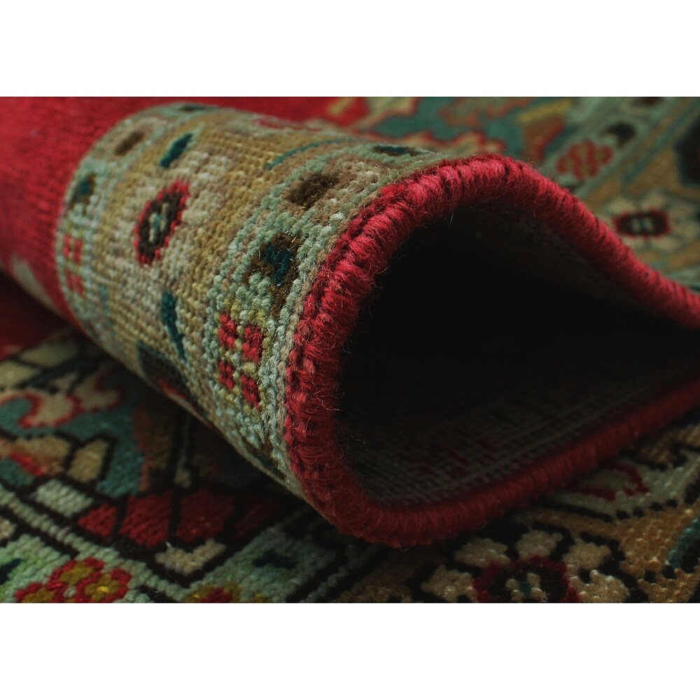 Noori Rug Vintage Distressed Tyrone Red/Lt. Green Rug - 3'4" x 4'7"