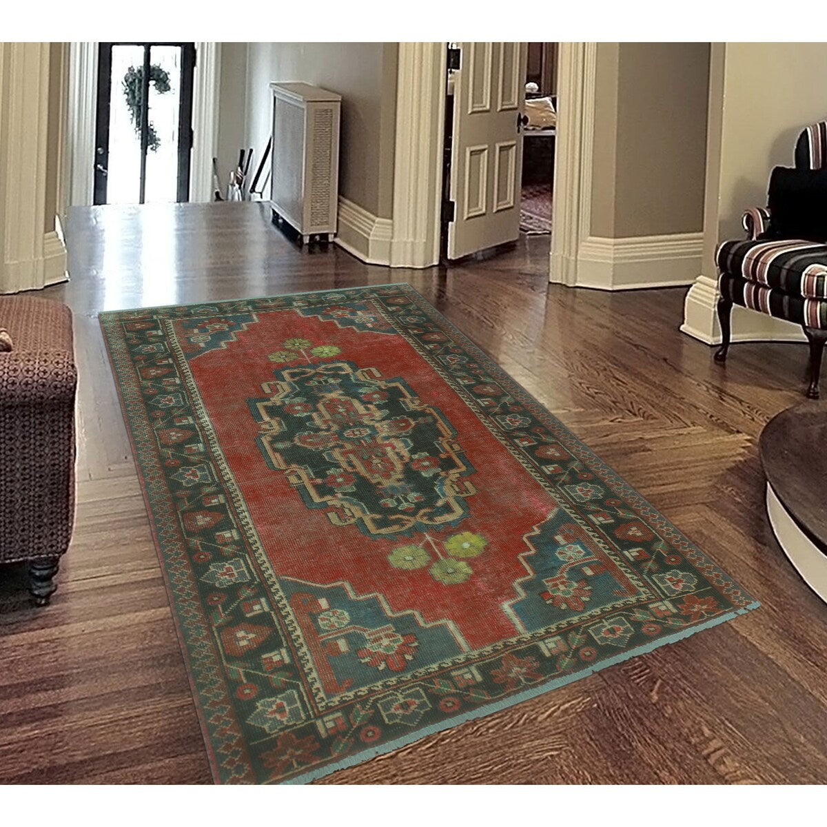 Noori Rug Vintage Distressed Vihaan Rust/Charcoal Rug - 3'10" x 6'4"