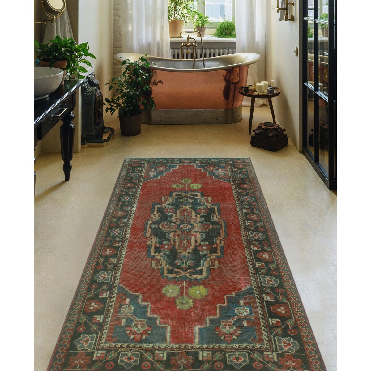 Noori Rug Vintage Distressed Vihaan Rust/Charcoal Rug - 3'10" x 6'4"