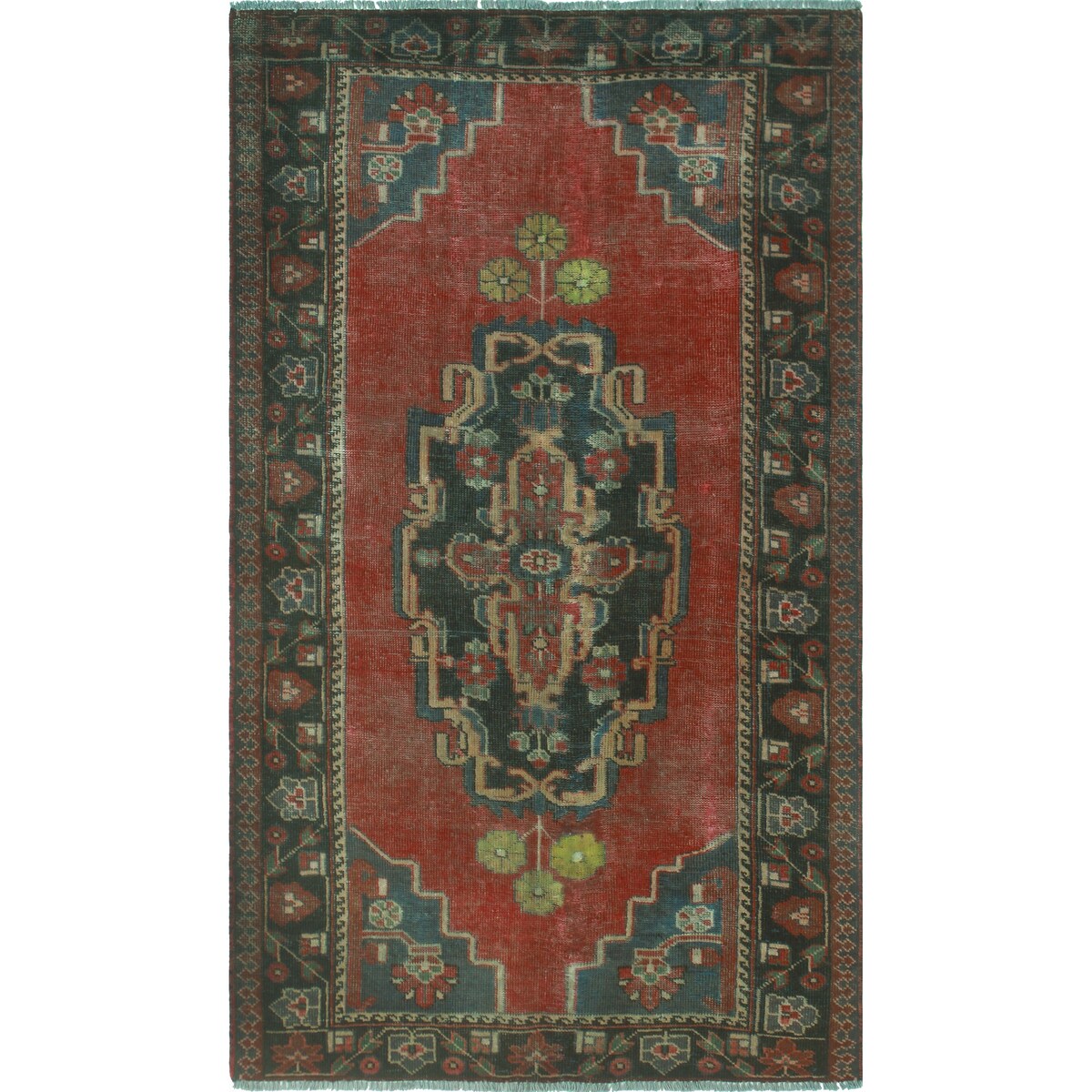 Noori Rug Vintage Distressed Vihaan Rust/Charcoal Rug - 3'10" x 6'4"