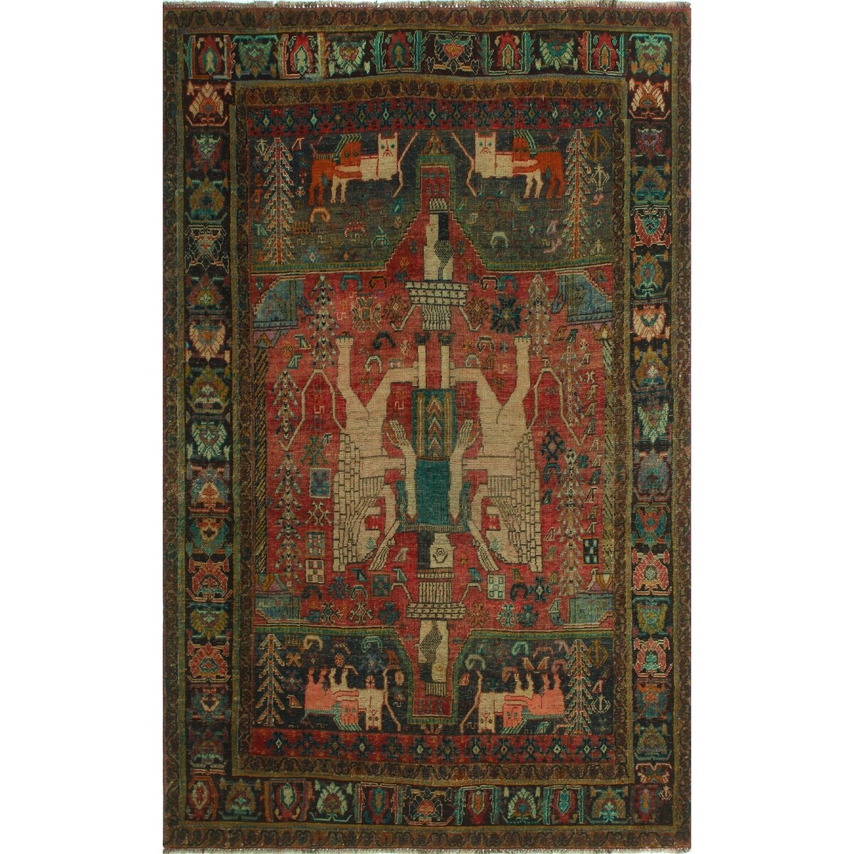 Noori Rug Vintage Distressed Ziba Rose/Beige Rug - 5'1" x 8'0"