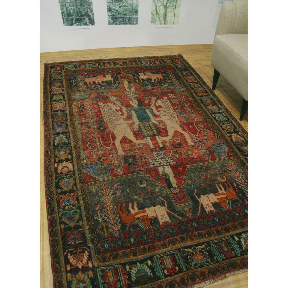 Noori Rug Vintage Distressed Ziba Rose/Beige Rug - 5'1" x 8'0"