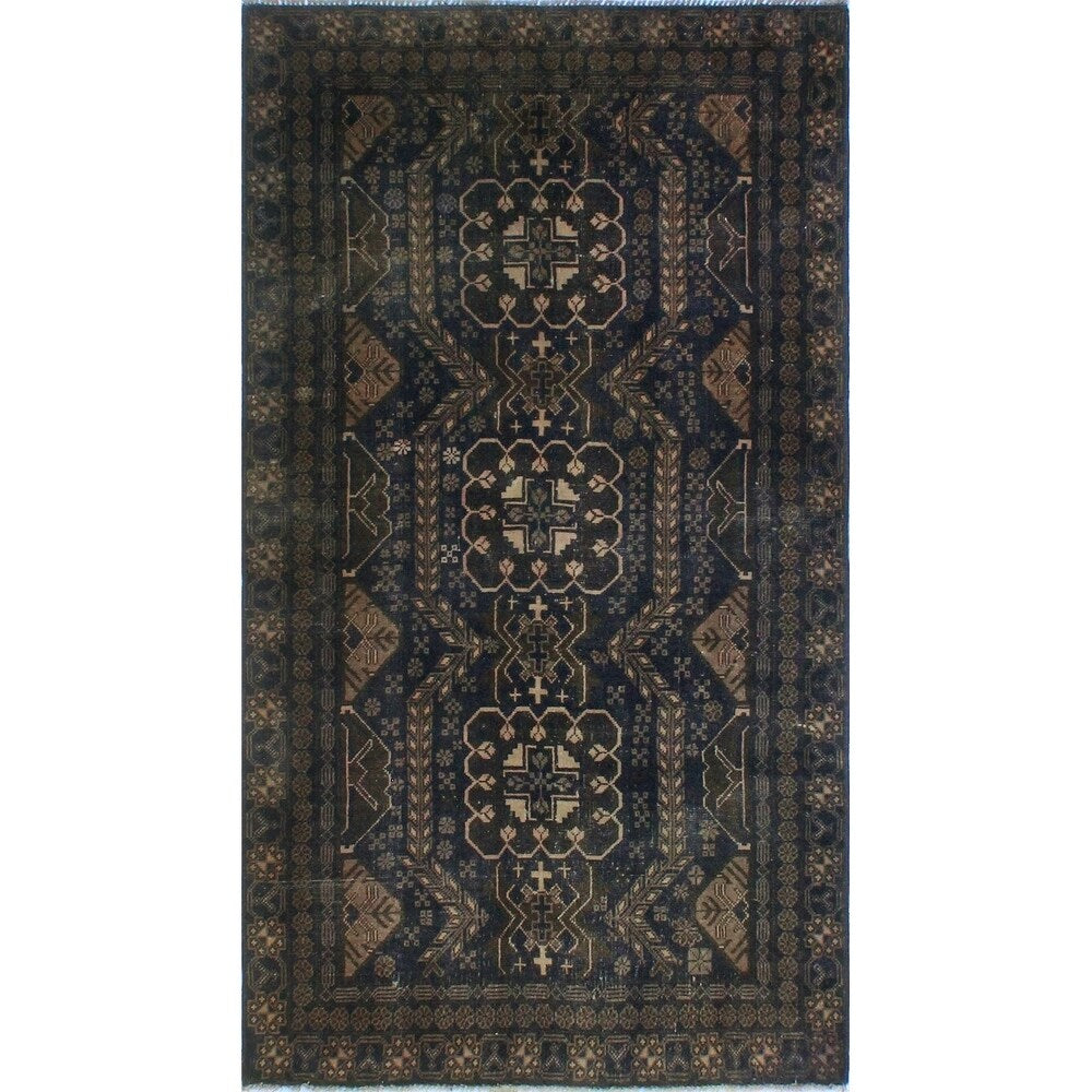 Noori Rug Vintage Sherazi Aquiano Blue/Grey Rug - 3'8" x 6'6"