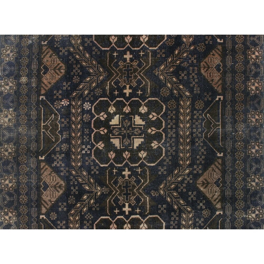 Noori Rug Vintage Sherazi Aquiano Blue/Grey Rug - 3'8" x 6'6"