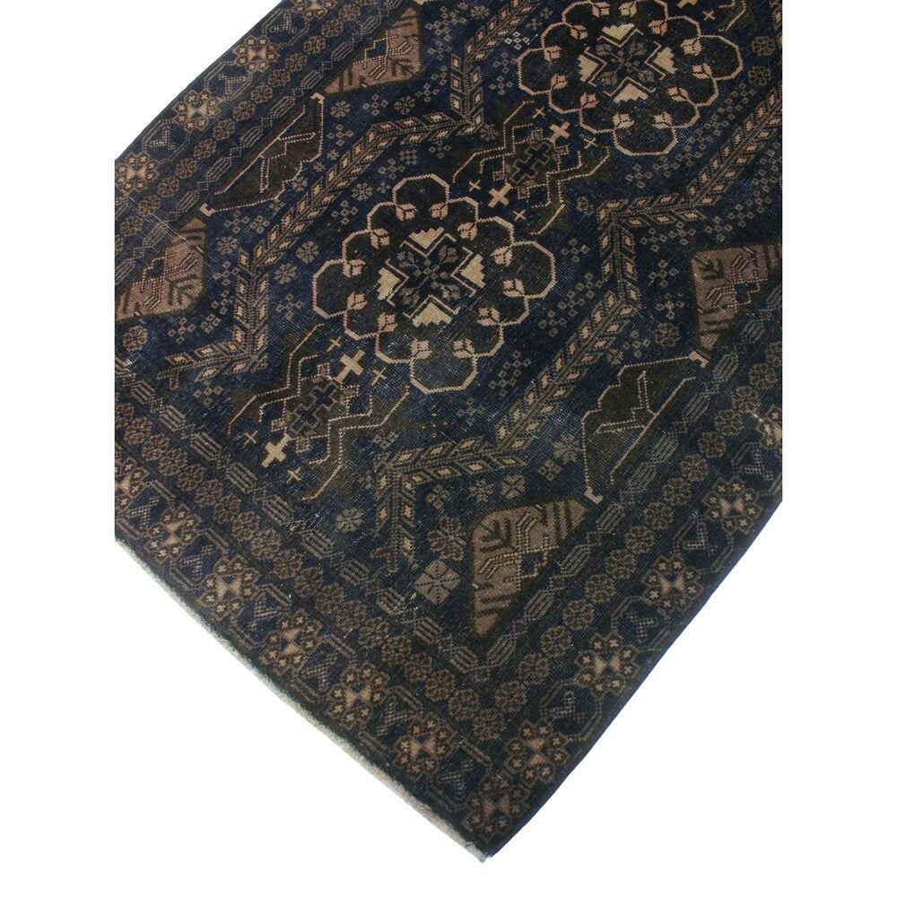 Noori Rug Vintage Sherazi Aquiano Blue/Grey Rug - 3'8" x 6'6"