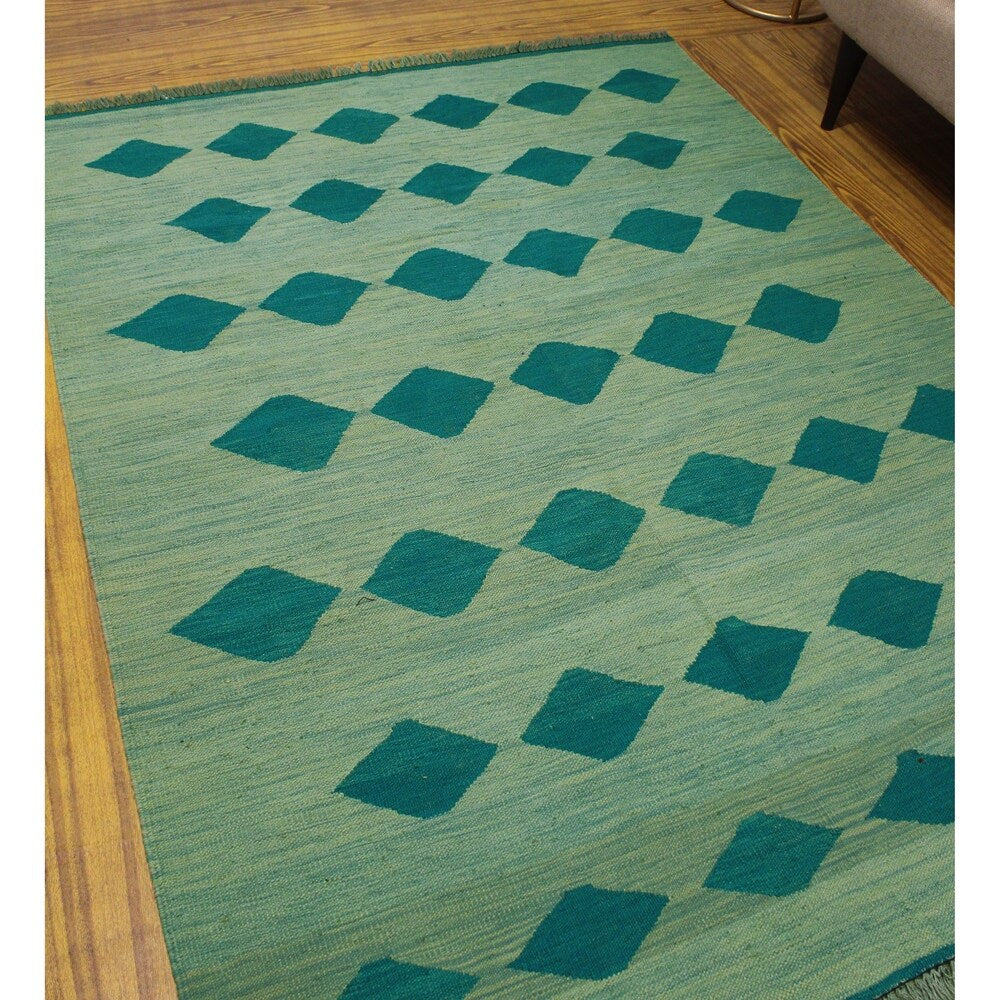 Noori Rug Winchester Kilim Antarah Lt. Blue/Turquoise Rug - 4'11" x 6'8"
