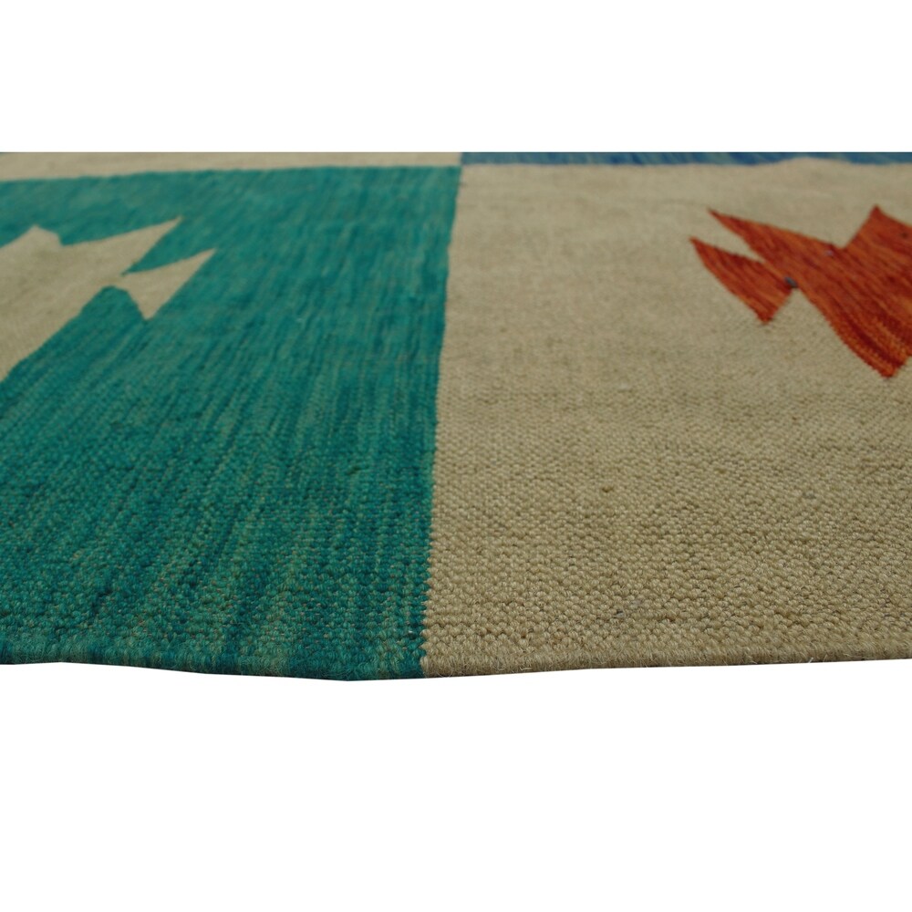 Noori Rug Winchester Kilim Dorinda Ivory/Blue Rug - 6'7" x 9'9"