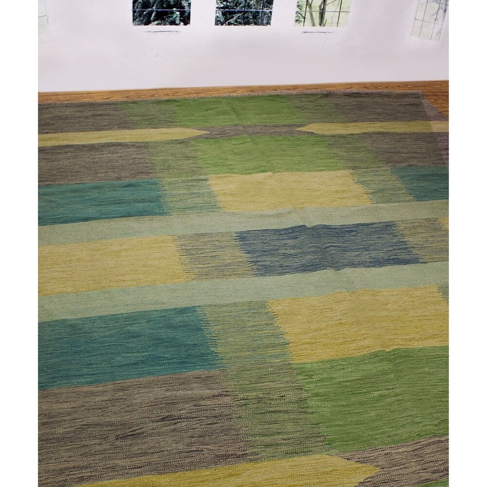 Noori Rug Winchester Kilim Kinsey Green/Gold Rug - 8'2" x 10'1"