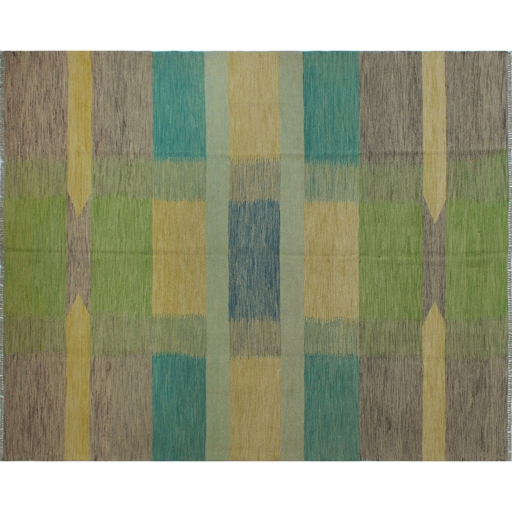 Noori Rug Winchester Kilim Kinsey Green/Gold Rug - 8'2" x 10'1"