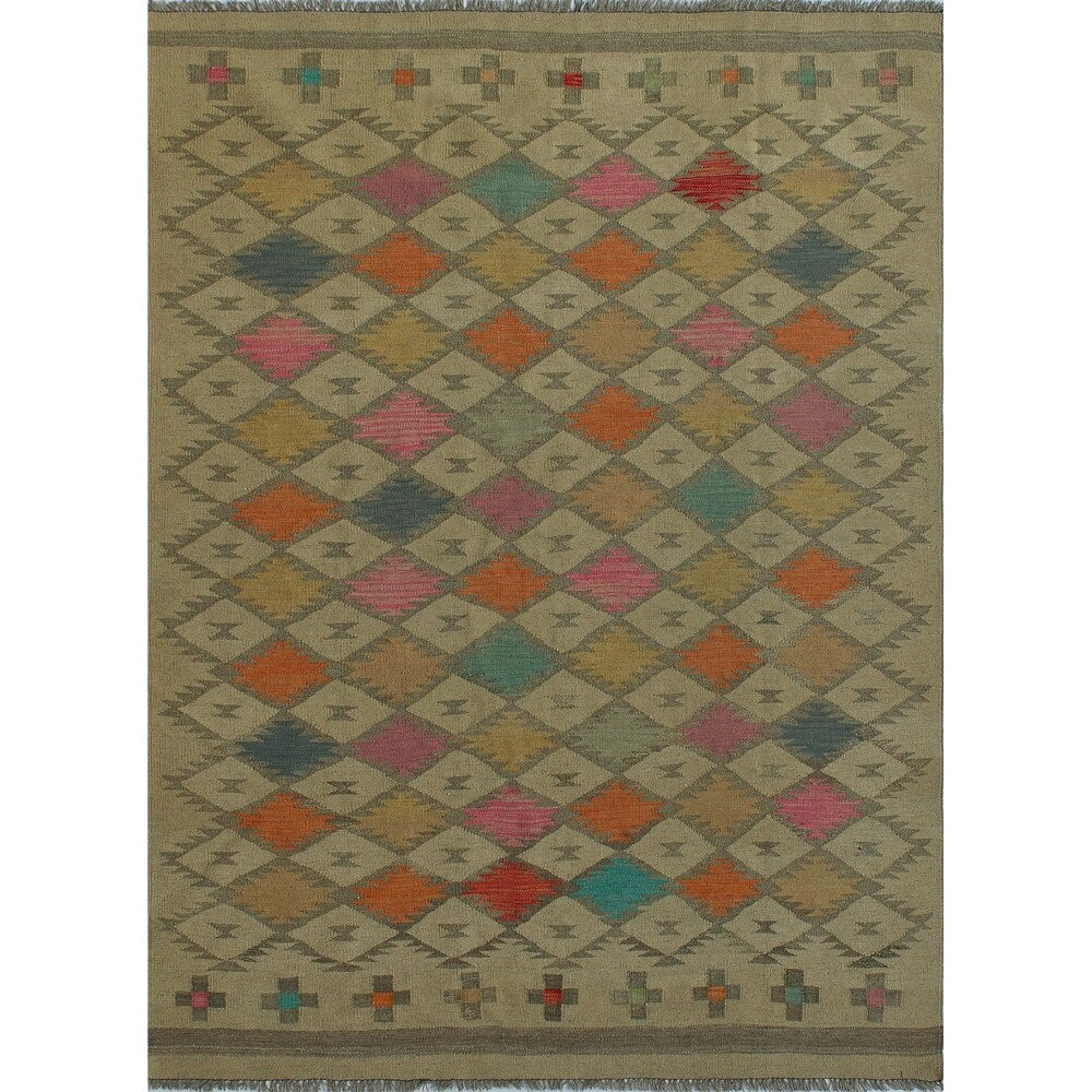 Noori Rug Winchester Kilim Laureen Beige/Grey Rug - 4'10" x 6'5"