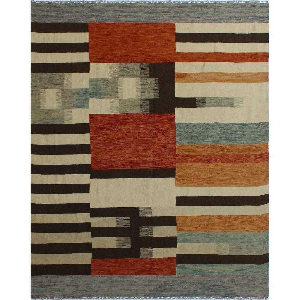 Noori Rug Winchester Kilim Lenore Ivory/Orange Rug - 7'9" x 9'8"