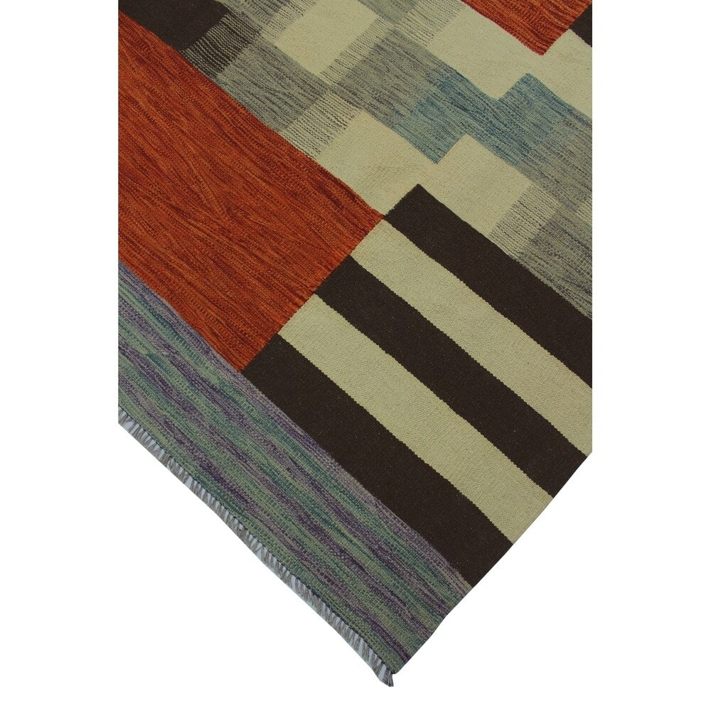 Noori Rug Winchester Kilim Lenore Ivory/Orange Rug - 7'9" x 9'8"