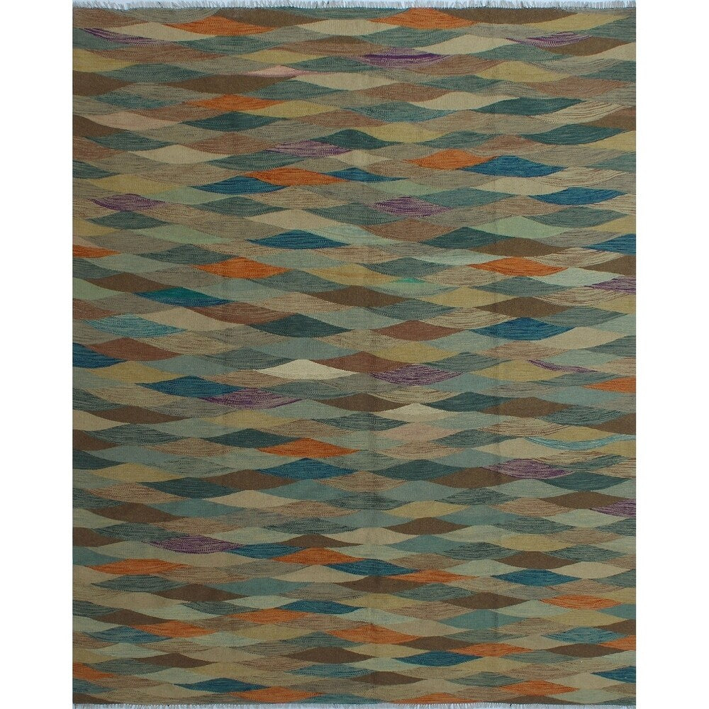 Noori Rug Winchester Kilim Leola Brown/Blue Rug - 7'11" x 9'8"